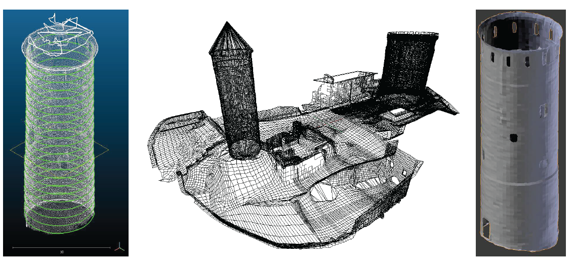 TLS wireframe model of Plesse Castle